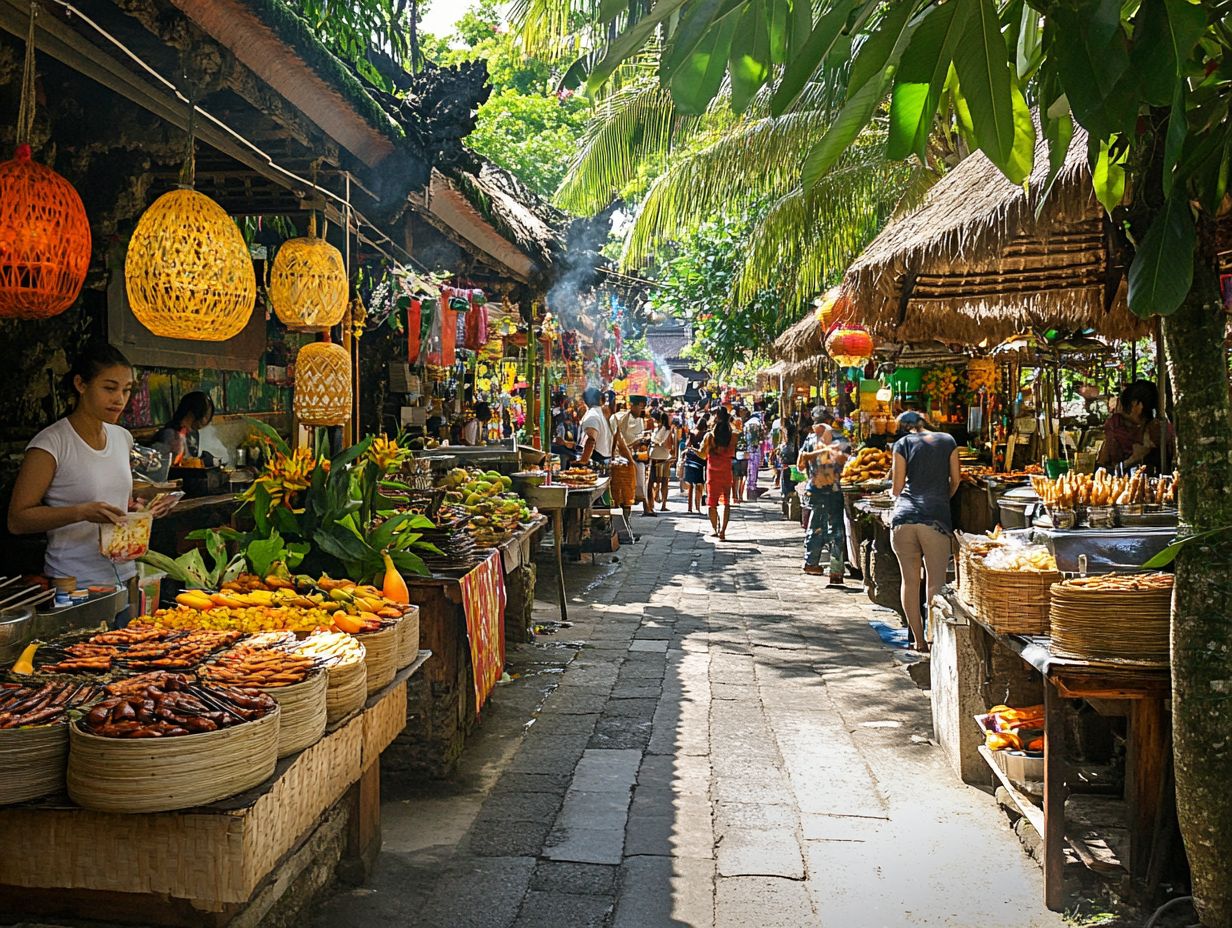 Picnic at a scenic spot in Bali with local foods