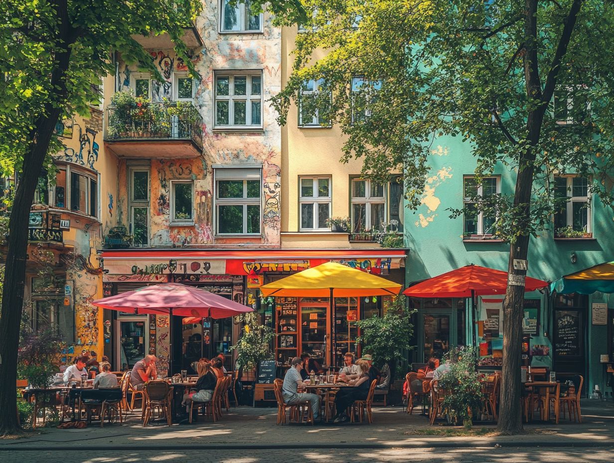 A vibrant cafe scene showcasing Berlin's culinary delights