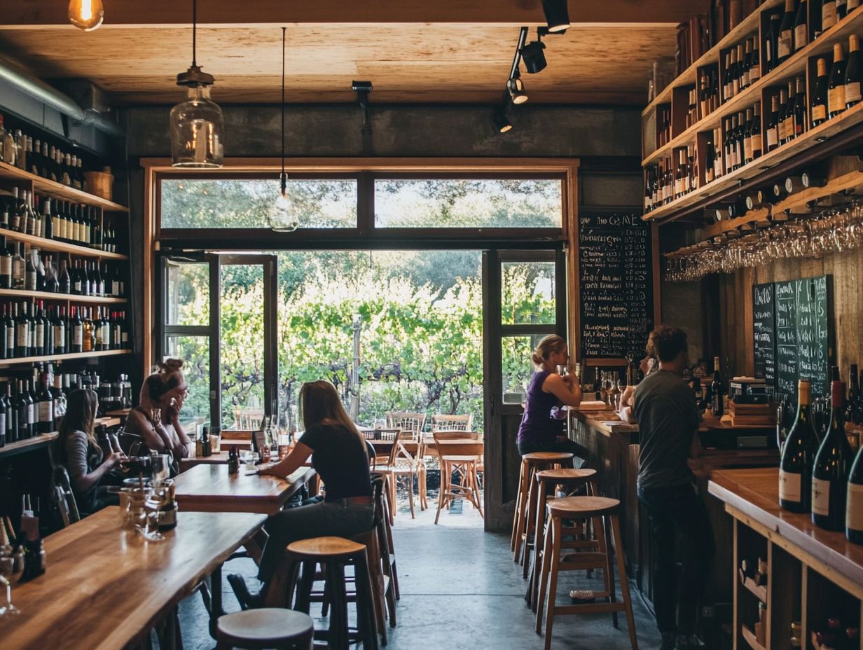 A selection of affordable wine bars in Napa Valley.