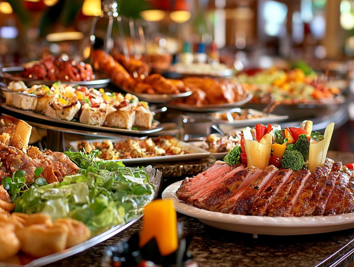 A variety of popular dishes served at Las Vegas buffets.