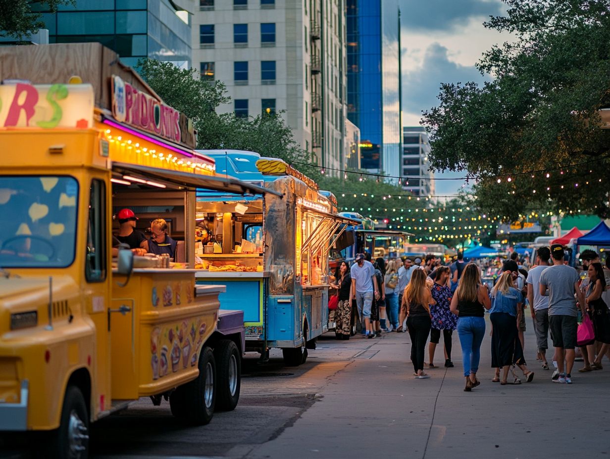 Busy food truck scene in Austin.