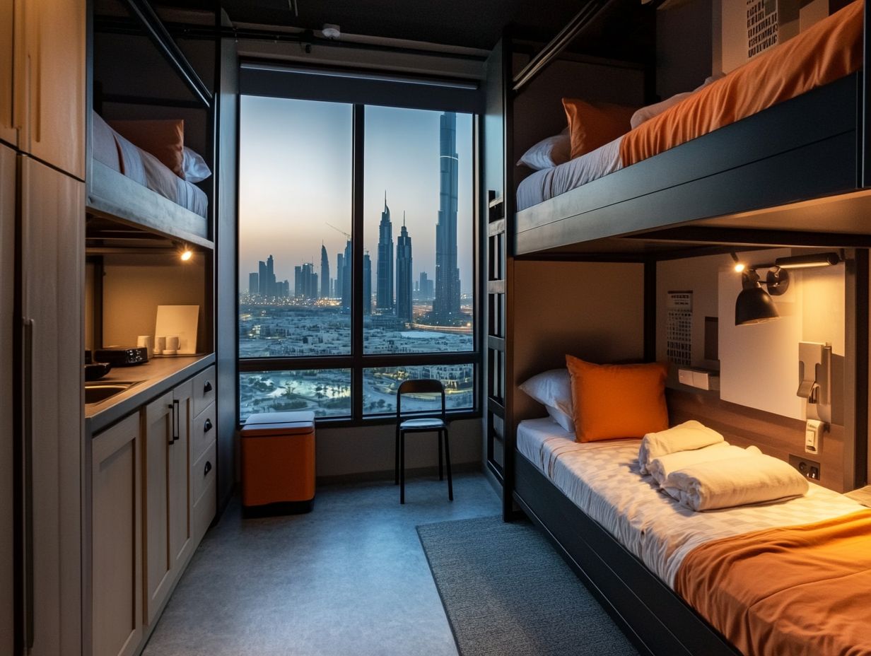 A scenic view of budget accommodations in Dubai showcasing affordable lodging options.