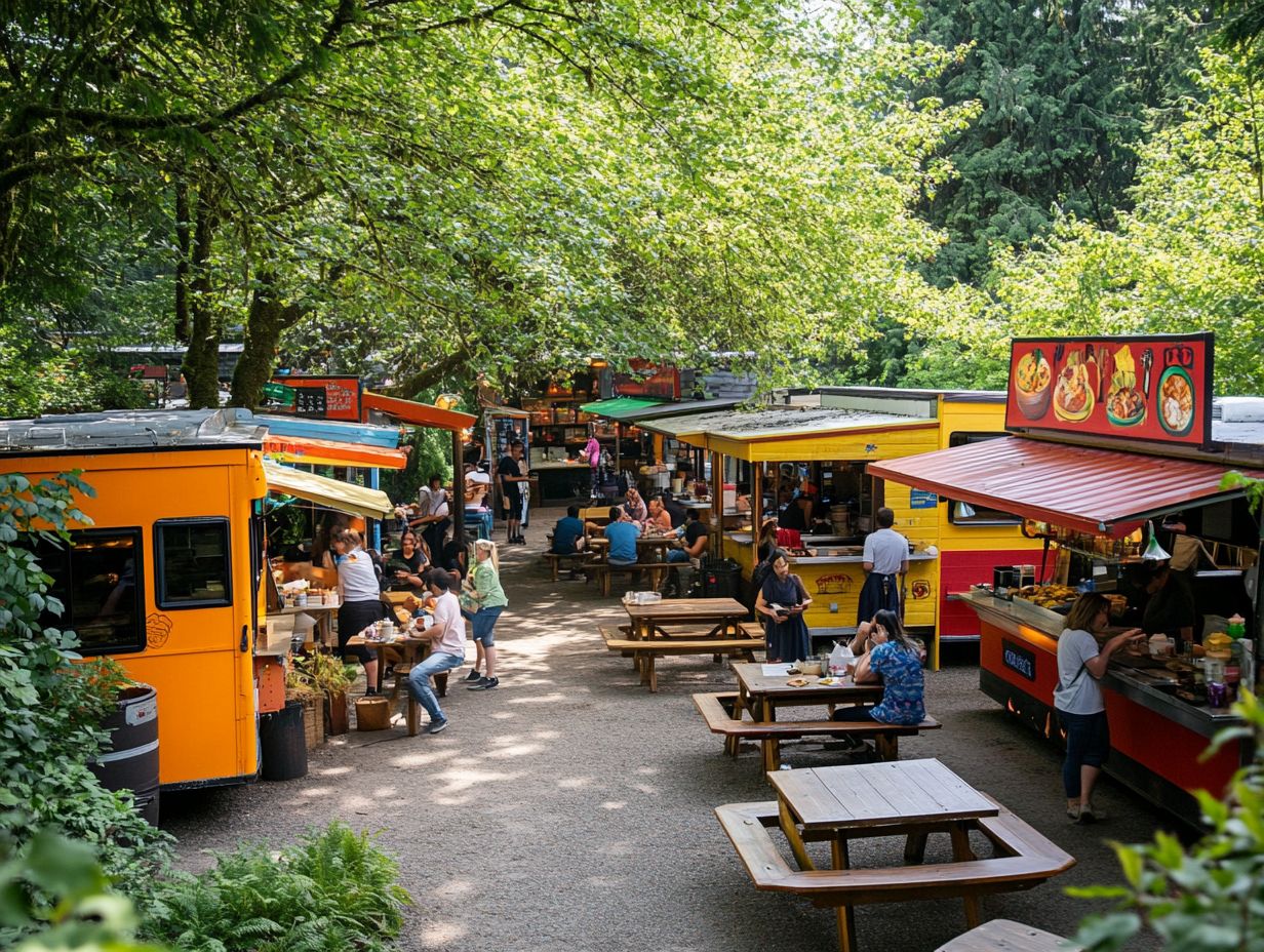 A vibrant selection of food carts at Piedmont Station in Portland