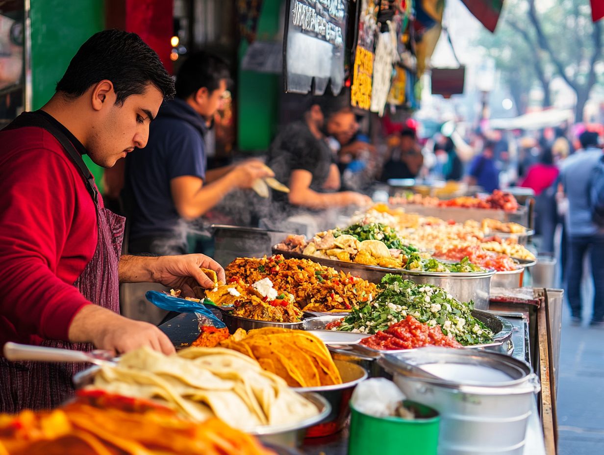 Vibrant atmosphere at a busy taco spot in Mexico City.