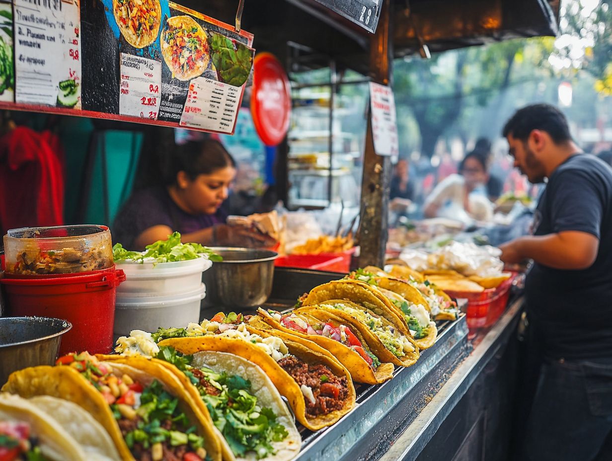 An assortment of delicious tacos showcasing vibrant colors and fresh ingredients.