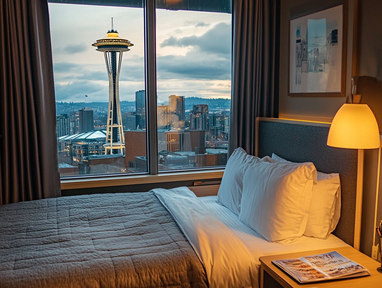 Image showcasing key takeaways about lodging in Seattle.