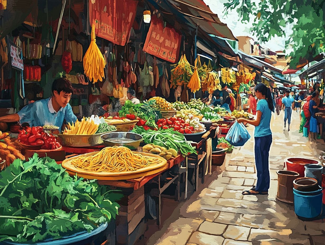 A colorful display of nutritious foods while traveling