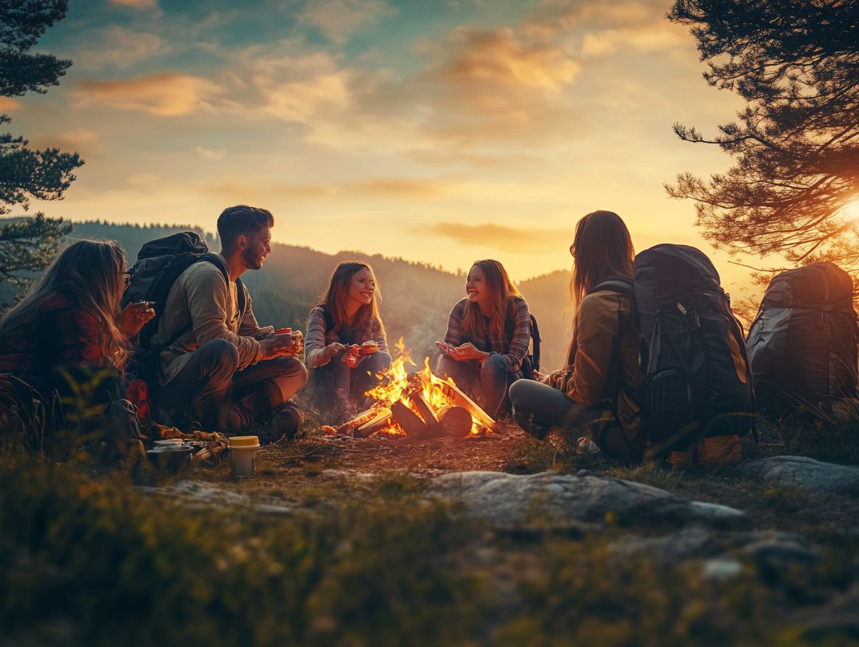 Group of travelers sharing experiences and cultures through a meal