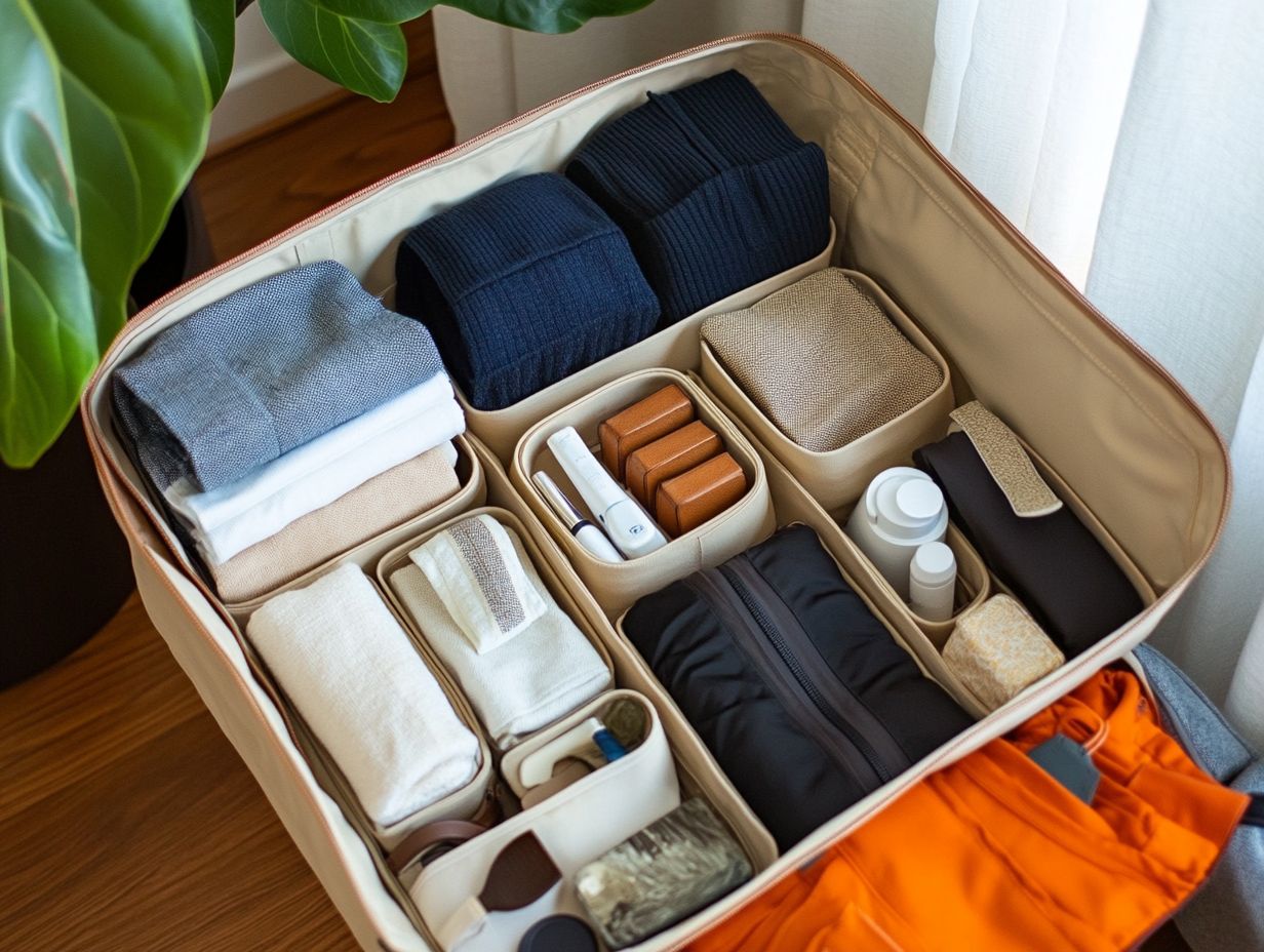 Image showing prioritized items for organizing a travel bag.