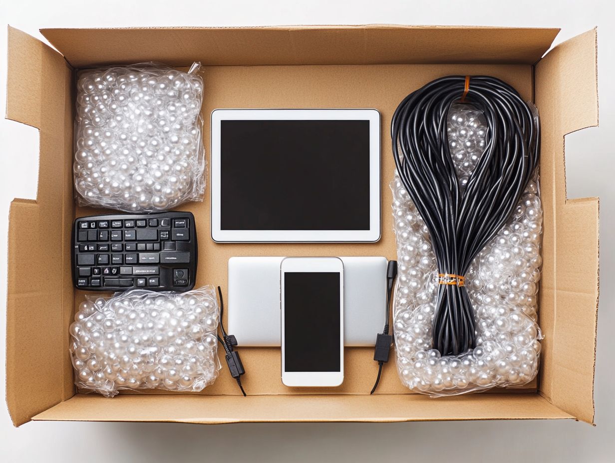 A collection of large electronics including TVs and monitors packed for moving