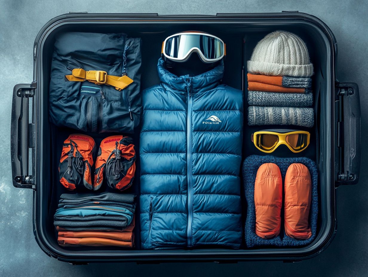 Visual guide on what to leave behind for a ski trip