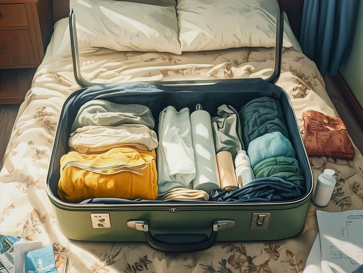 Organized packing cubes in luggage