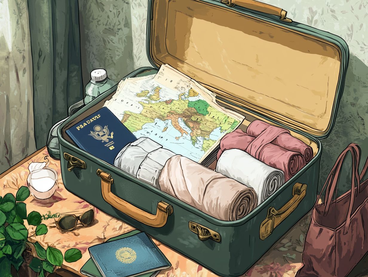 Image depicting essential packing strategies for light travel in Europe