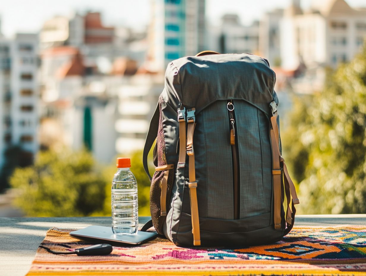 A person packing a lightweight backpack for travel