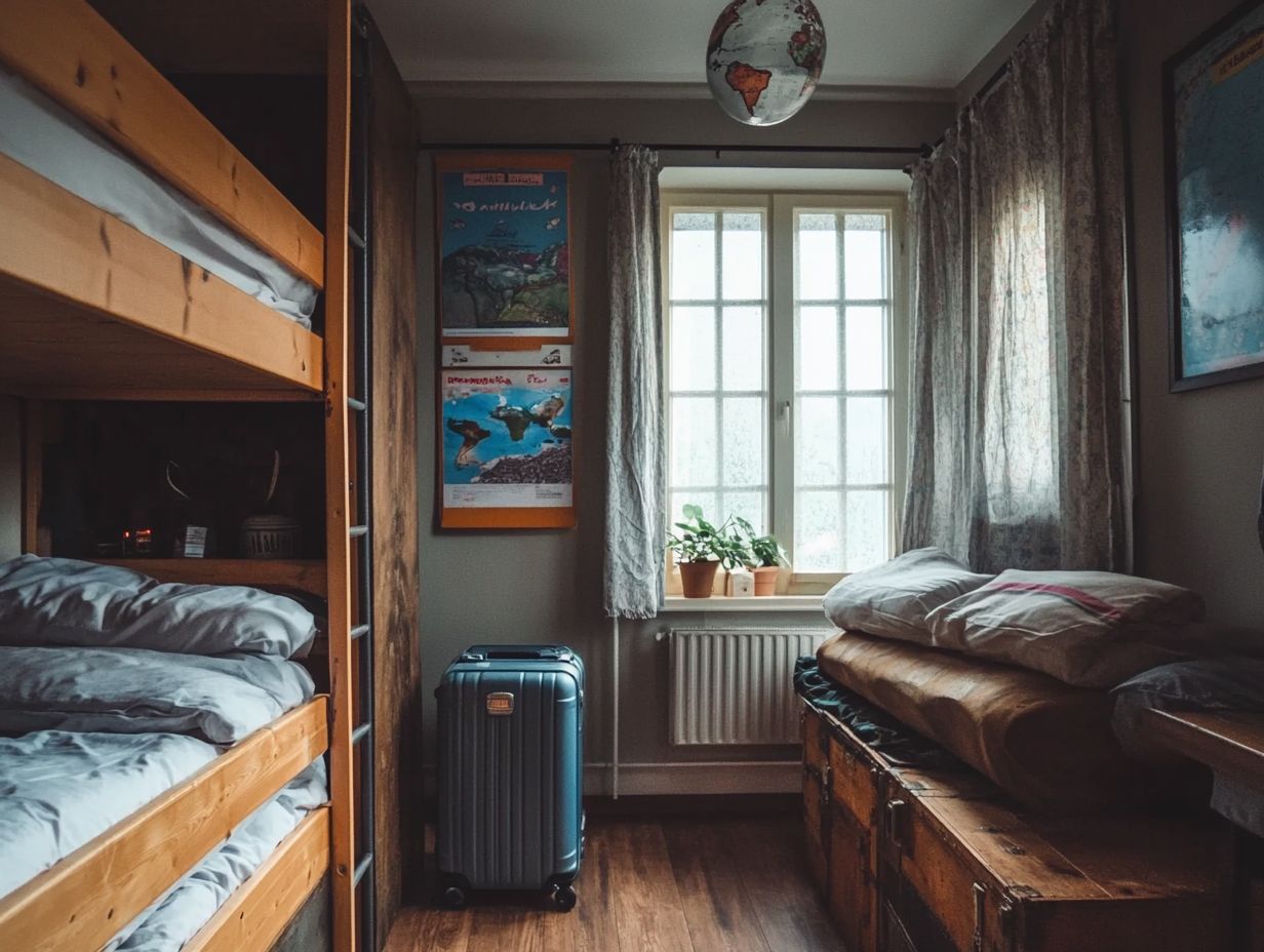 Infographic on ways to save on accommodation while traveling on a shoestring budget.