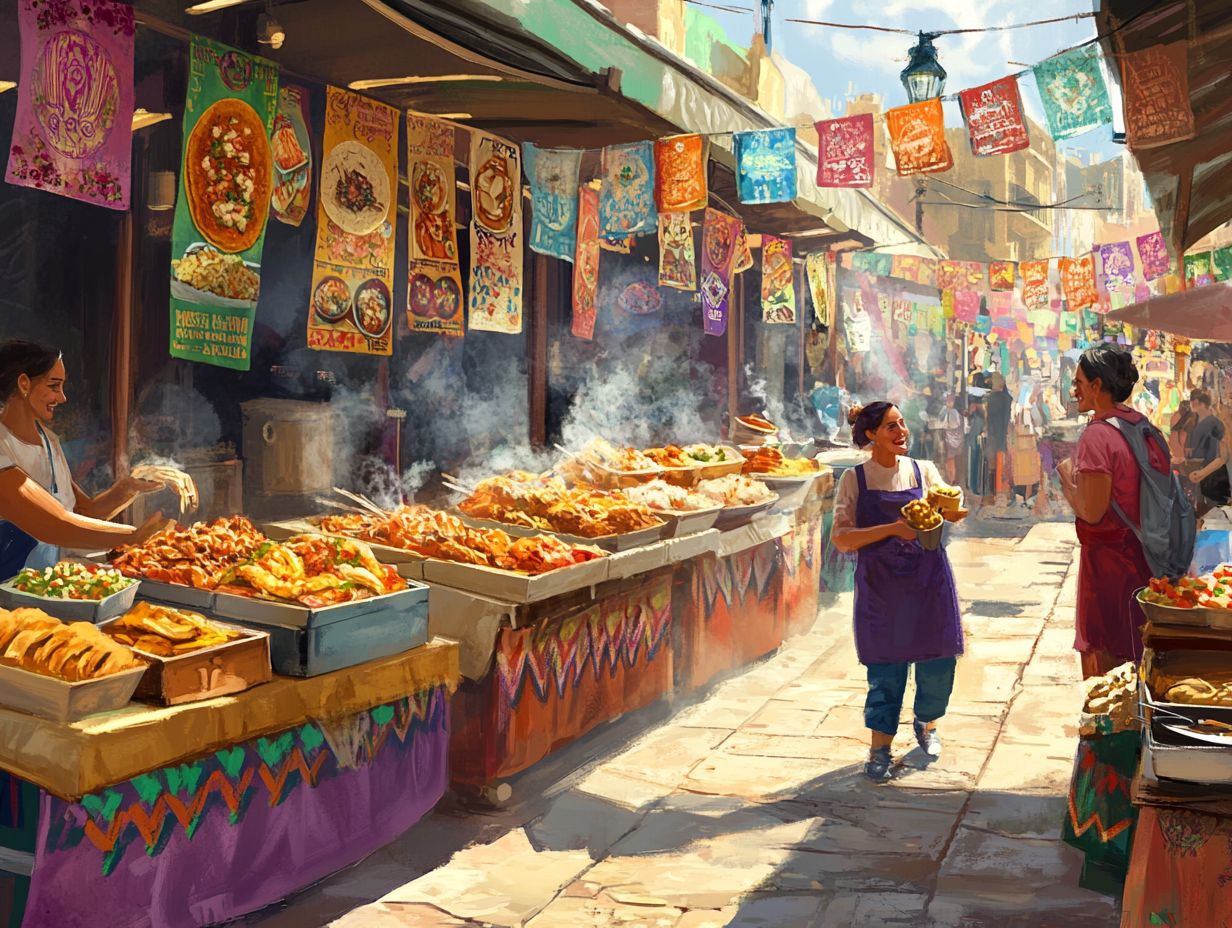 A collage of popular street foods from around the world