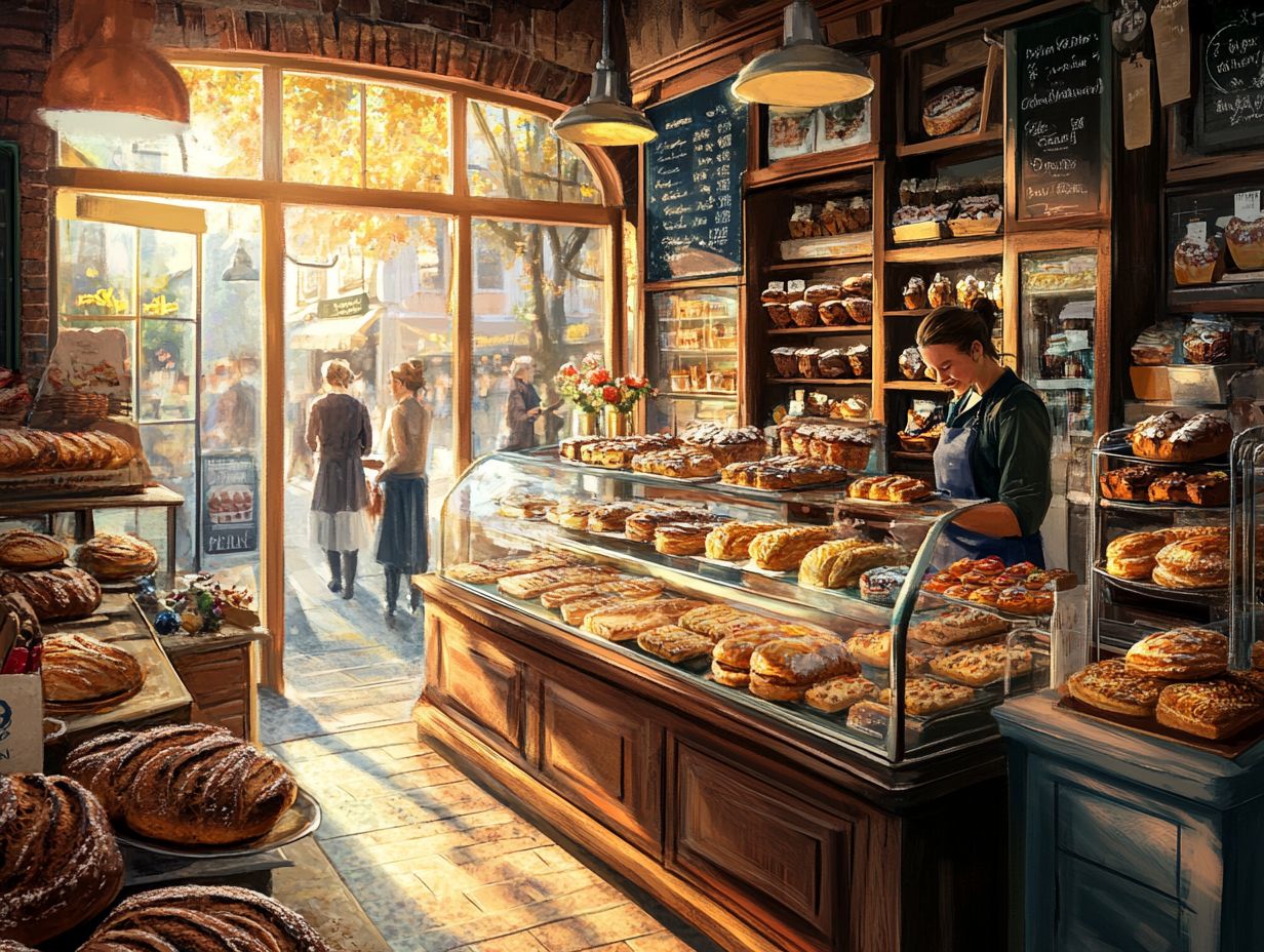 A variety of delectable pastries at a San Diego bakery.