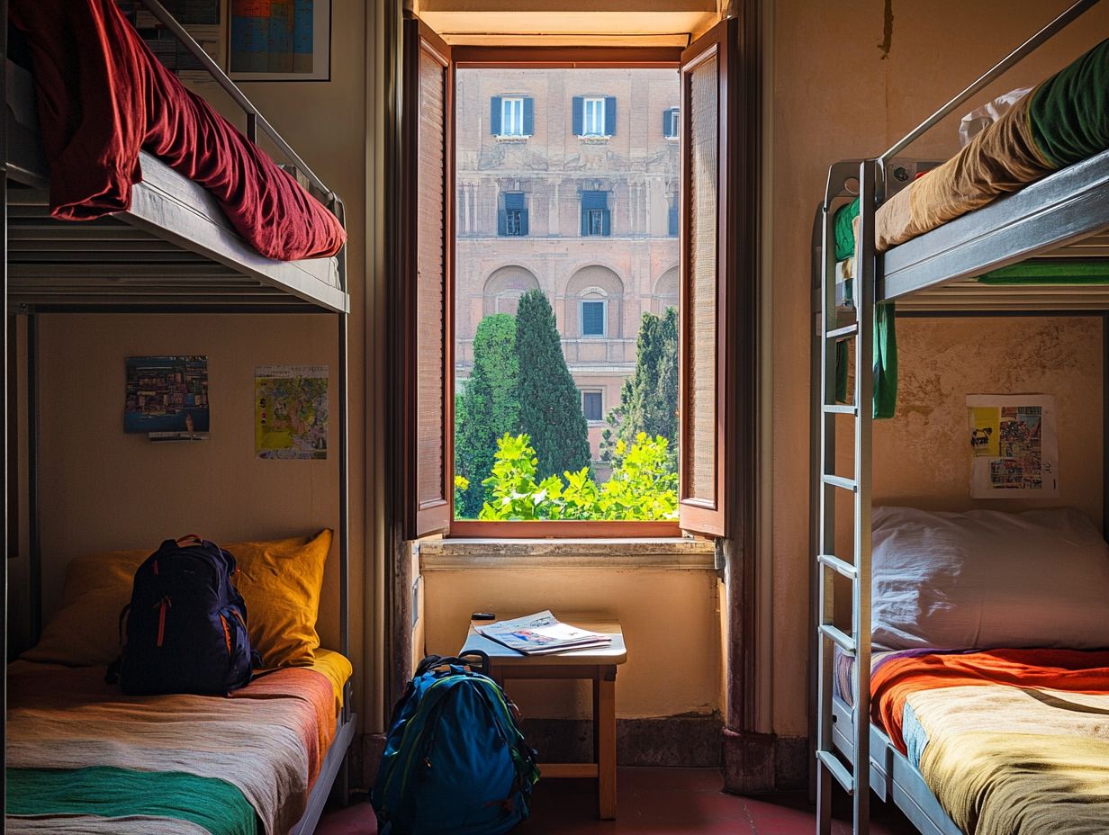 A collage of top budget-friendly accommodations in Rome.